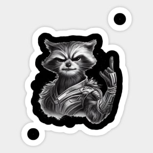 Rocket Raccoon Rock Sign Sticker